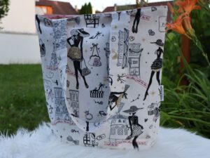 "Ooh La La" Paris- Inspired Cotton Pouch Tote Bag with Pocket